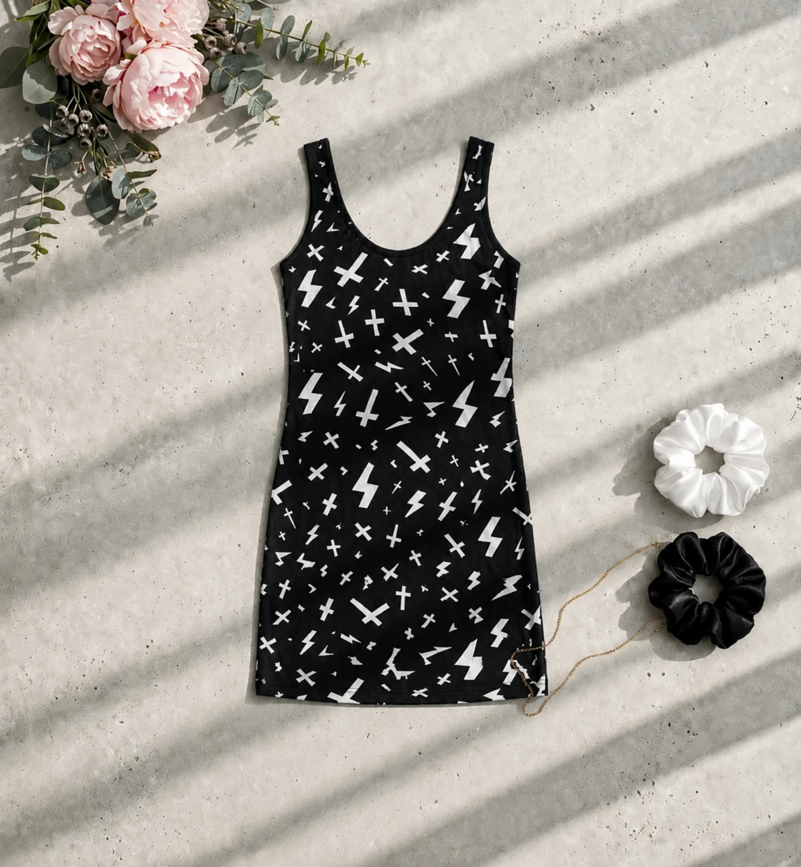 Débardeur mujer negro estampado – photo 2